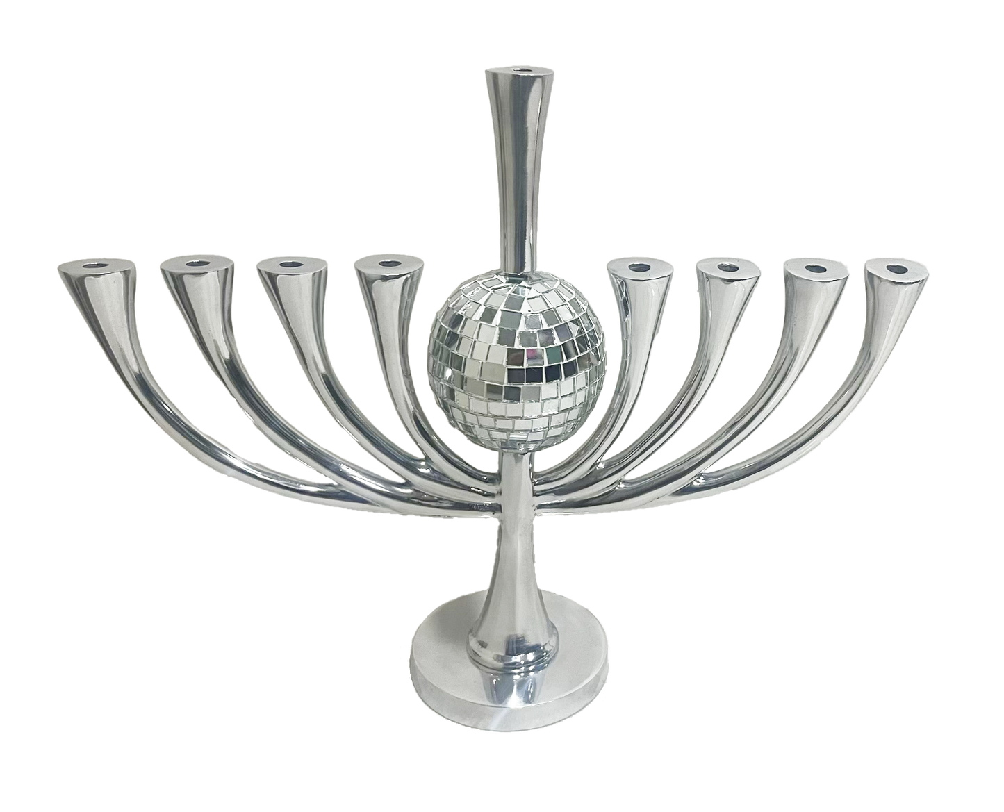 Happy Jew Year Menorah with spinning disco ball for Hanukkah 2024