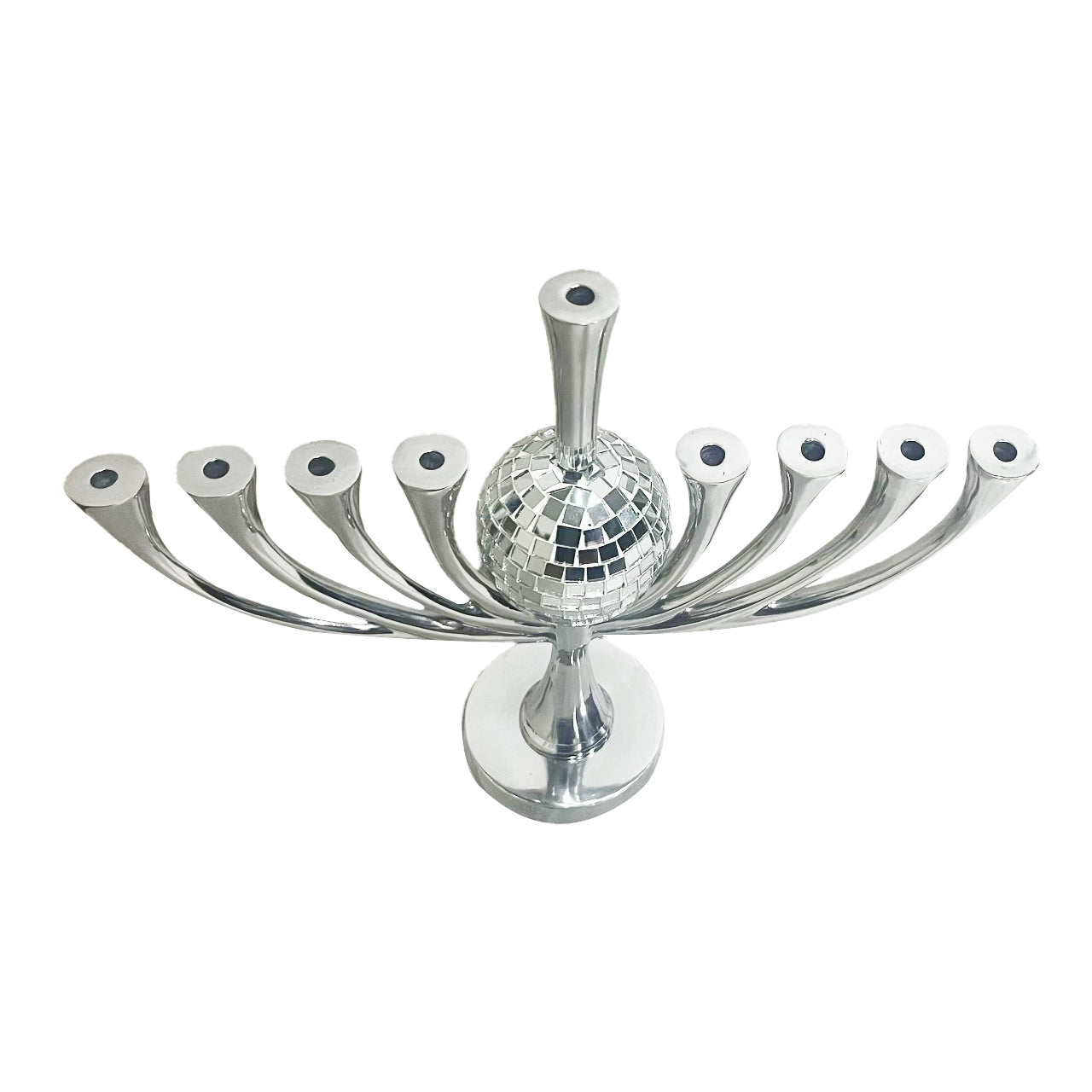 Overhead picture of the happy jew year disco ball menorah - great for new years eve!